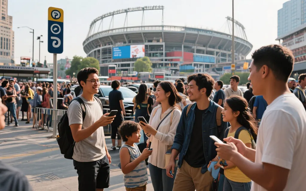 家庭或朋友结伴出行，使用网约车与公共交通组合的城市旅行场景